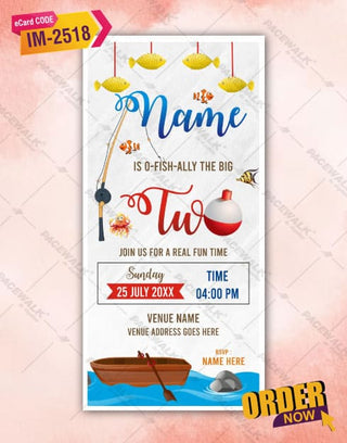 The Big One Fishing Birthday Invitations 