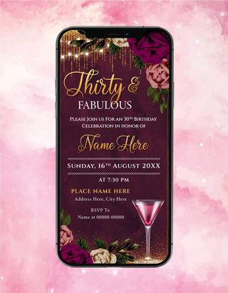 Thirty And Fabulous Birthday Invitation