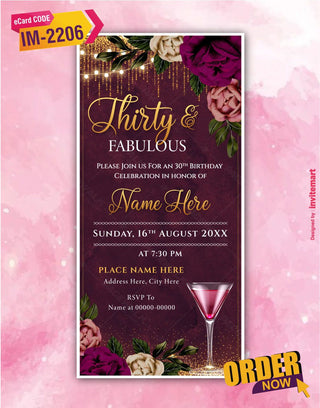 Thirty And Fabulous Birthday Invitation