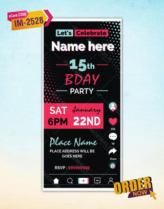 Tiktok Birthday Party Invitations 