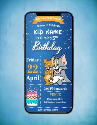 Tom and Jerry Birthday Invitation Card 