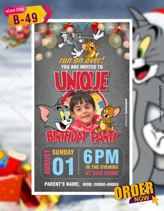 Tom and Jerry Birthday Invite