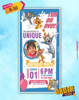 Tom and Jerry Birthday Party Invitations