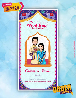 Traditional Caricature Wedding Invitation Card