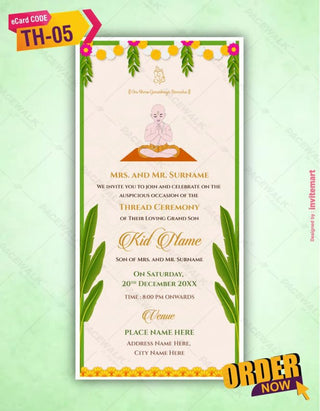 Traditional Thread Ceremony Invitation Card