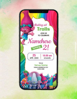 Trolls Birthday Invitation 