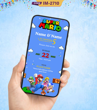 Twin Super Mario and Luigi Birthday Invitation