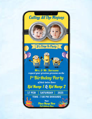 Twins Birthday Invitation