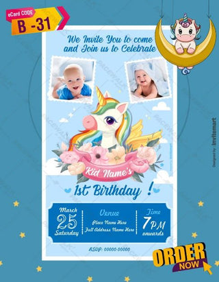 Unicorn Birthday Invitations