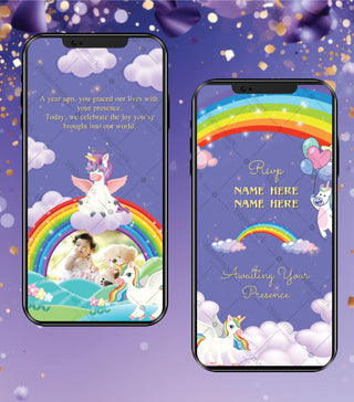 Unicorn First Birthday Invitation Video 