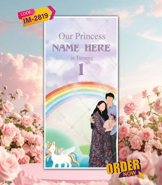 Unicorn Theme 1st Birthday Invitation Video