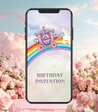 Unicorn Theme 1st Birthday Invitation Video