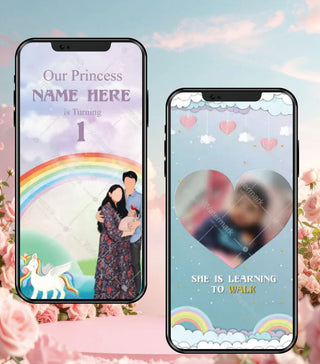 Unicorn Theme 1st Birthday Invitation Video