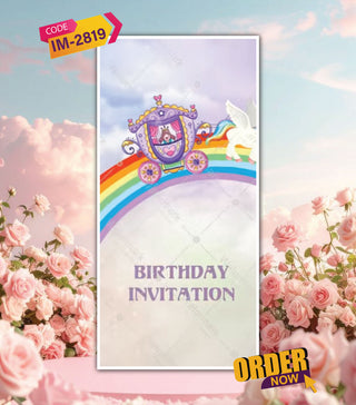Unicorn Theme 1st Birthday Invitation Video