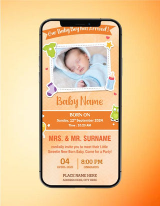 Unique Birth Announcement Invitation 