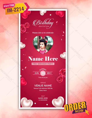 Valentine First Birthday Invitations