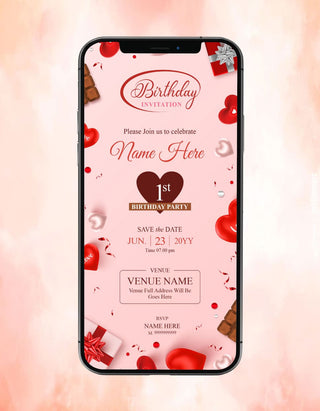 Valentines Birthday Party Invitations