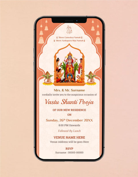 Vastu Shanti Pooja Invitation Card 