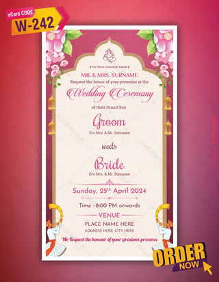 Indian Cartoon Wedding Invitation Card | W-242 - InviteMart