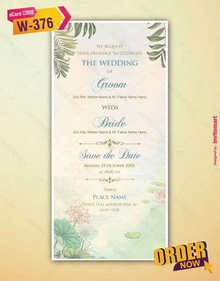 Watercolor Floral Wedding Invitation 