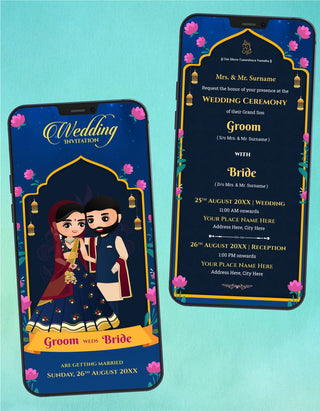 Wedding Indian Cartoon Invitation