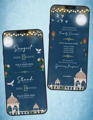 Wedding Invitation Moon Blue Night Theme 