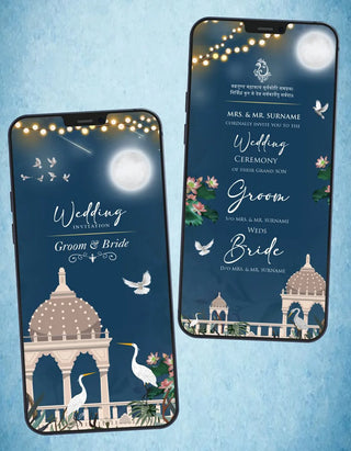 Wedding Invitation Moon Blue Night Theme