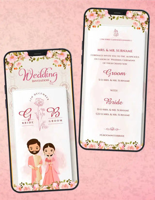 Wedding Invitations Couple Cartoon 