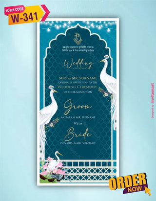 White Peacock Wedding Invitation