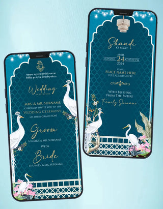 White Peacock Wedding Invitation