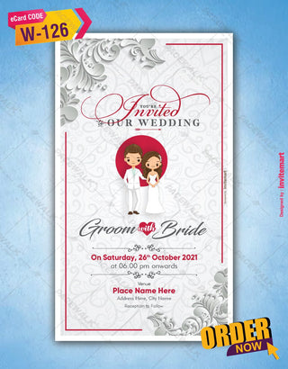 White and Red Theme Christian Wedding Invite