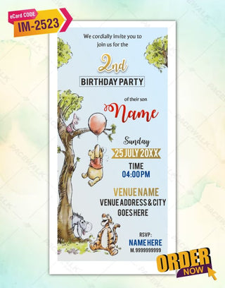 Winnie The Pooh Birthday Invitation Card