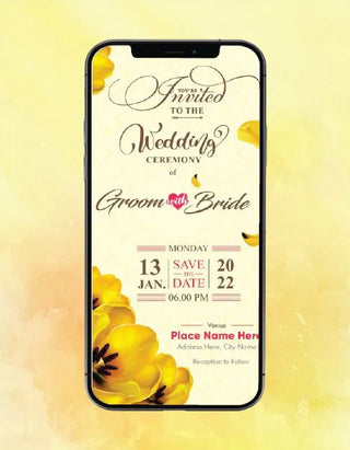 Yellow floral Wedding Invitation