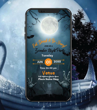 Zombie Night Party Invitation Card