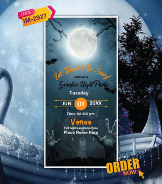 Zombie Night Party Invitation Card