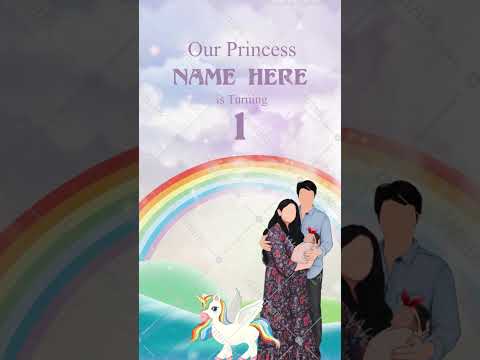 Unicorn Theme 1st Birthday Invitation Video 