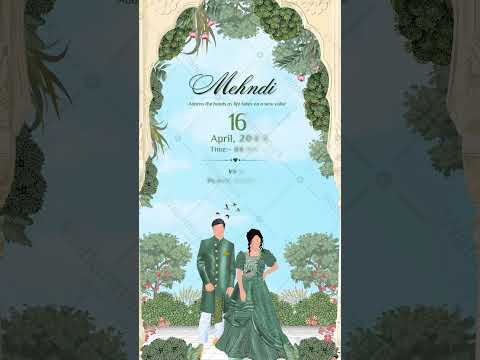 Couple Digital Without Face Caricature Wedding Invitation Video