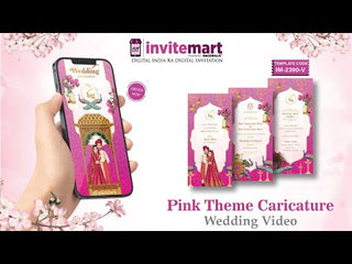 Caricature Pink Theme Wedding Invitation Video 