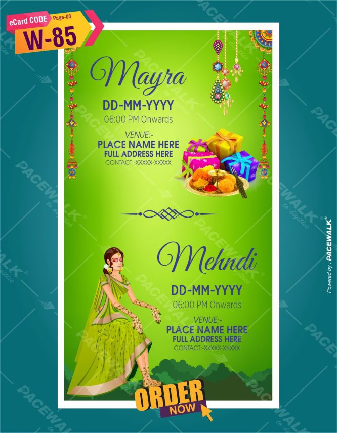 Rajasthani theme mehndi invitation card