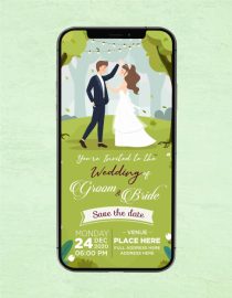 Cartoon Couple Wedding Invitation Card