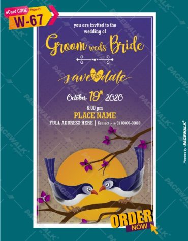 cute birds wedding invitation card