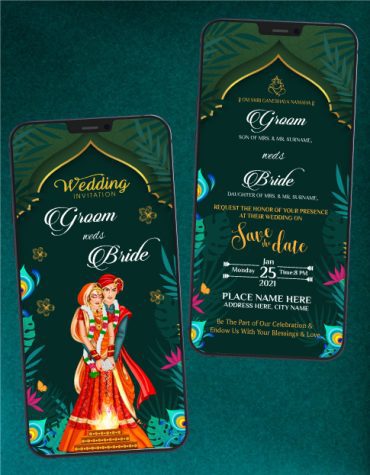 Elegant Green Wedding Invitation Card