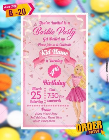 Barbie Birthday Invitation Card Template