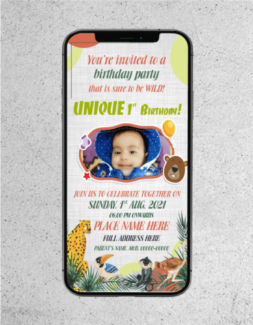 Jungle Themed Birthday Invitation