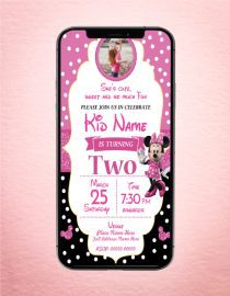 Minnie Mouse Birthday Invitation Card Templates