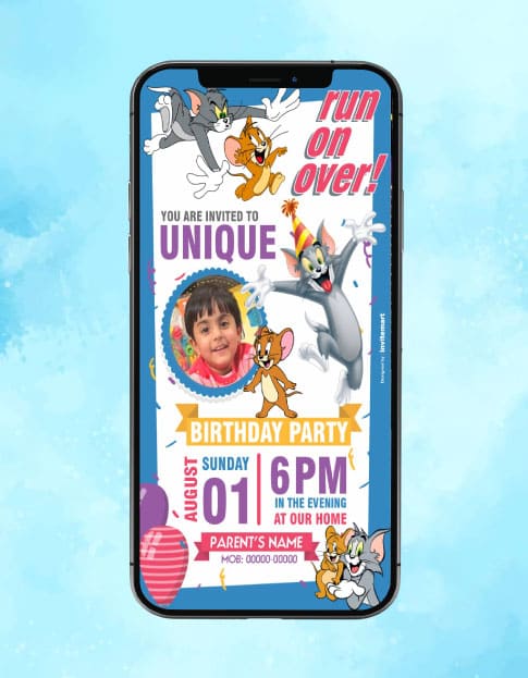 Tom and Jerry Birthday Party Invitations