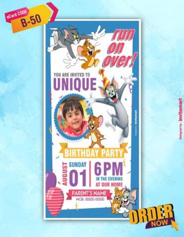 Tom and Jerry Birthday Party Invitations