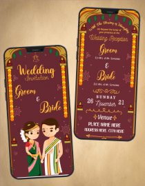Cute South India Wedding Card