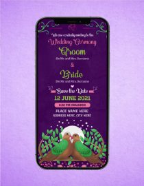 Birds theme wedding invitation card