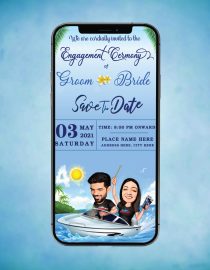 Custom Caricature Engagement Save the Date